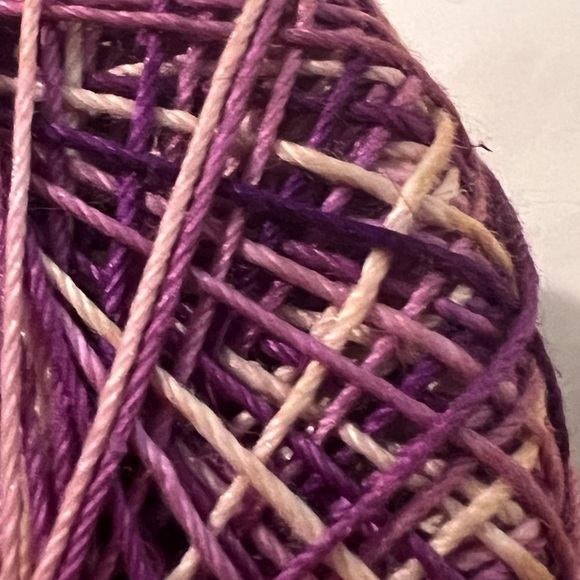 VTG J&P Coats Knit-Cro-Sheen PURPLE/ GOLD MIX 175 yd USA. - Picture 3 of 4